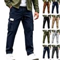 thumbnail image 1 of Zeliretfy Men's Pants Athletic Pants For Men Soft Material Practical Design For Athletic Activities Wide Leg Side Pockets Lightweight Straight Leg Multiple Pockets, 1 of 6