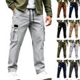 thumbnail image 1 of Zeliretfy Men's Pants Athletic Pants For Men Soft Material Practical Design For Athletic Activities Wide Leg Side Pockets Lightweight Straight Leg Multiple Pockets, 1 of 7