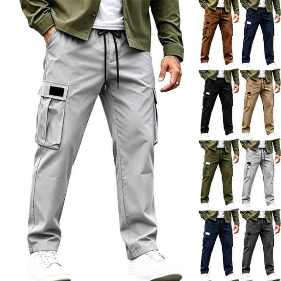 Zeliretfy Men's Pants Athletic Pants For Men Soft Material Practical Design For Athletic Activities Wide Leg Side Pockets Lightweight Straight Leg Multiple Pockets