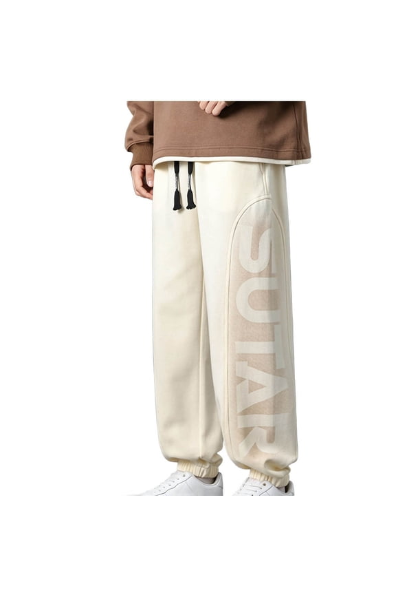 Men's Pants For Lounge Wear Work Pants For Men Quick Dry Polyester Slim Fit Wide Leg Adjustable Waist Drawstring Closure Zipper Fly Regular Fit Moisture Wicking
