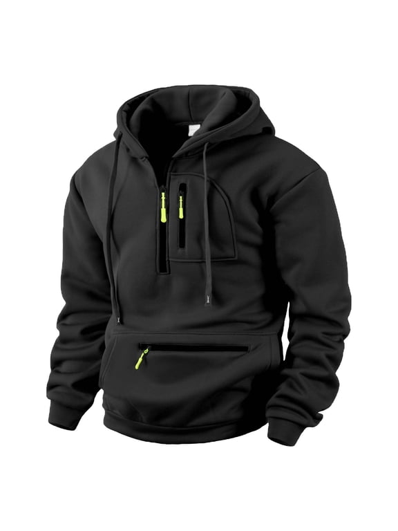 Mens Long Sleeve Pullover Hoodie Solid Color Nylon Spandex Blend Casual Wear Travel Clothes Winter Layer Hike Wear Home Wear Camp Wear Relax Wear