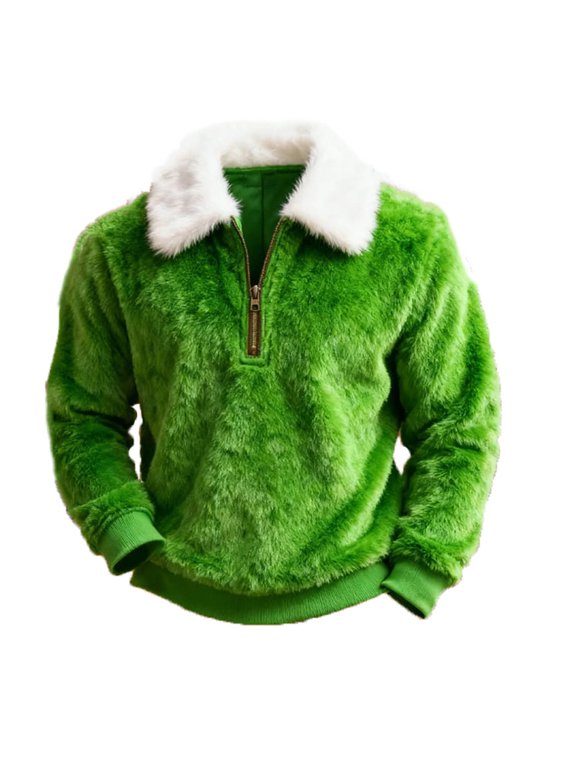 Mens Long Sleeve Zip Sweatshirt Solid Color Loose Fit Polyester All Day Wear Everyday Use Hike Wear Base Layer Regular Fit Casual Outfit Casual Style
