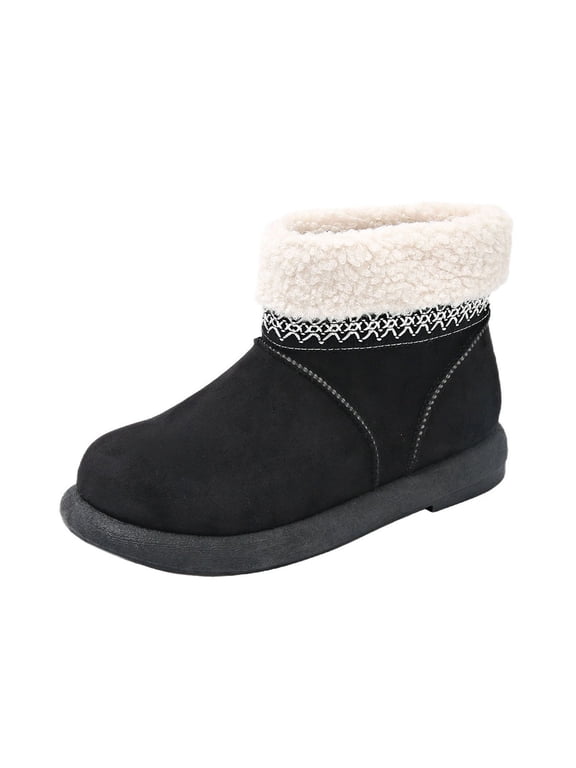 Warm Winter Booties Women Fur Lined Ankle High Low Heel Perfect For Winter Weather Suitable For Indoor Outdoor Cushioned For All Day Comfort Winter Shoes For Women