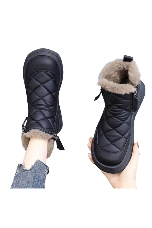 Winter Booties Women Fur Lined Warm Ankle Boots Practical For Daily Errands Soft Lining For Cozy Comfort Great For Walking And Errands Cushioned For All Day Comfort