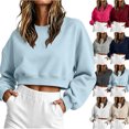 thumbnail image 1 of Zeliretfy Women Crew Neck Sweatshirt Long Sleeve Solid Color Shirt for Winter Sports Casual Daily Wear Workout Jogging Fitness Shopping Yoga Outdoor Activities, 1 of 7