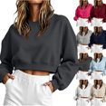 thumbnail image 1 of Zeliretfy Women Crew Neck Sweatshirt Long Sleeve Solid Color Shirt for Winter Sports Casual Daily Wear Workout Jogging Fitness Shopping Yoga Outdoor Activities, 1 of 6