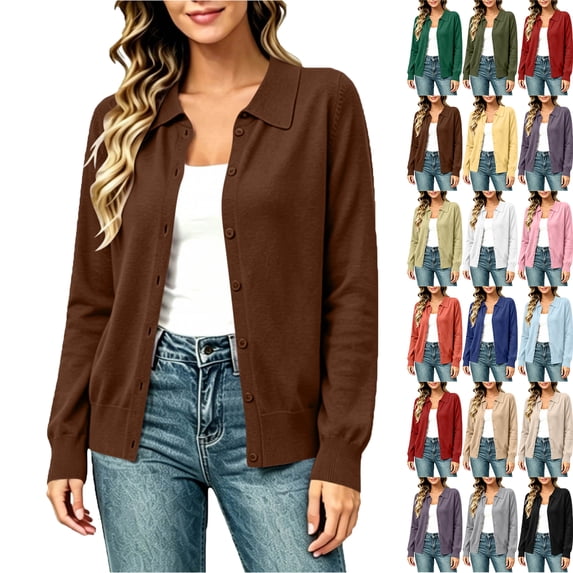 Zeliretfy Women Long Sleeve Button Down Knit Cardigan Soft Lightweight Sweater Professional Layer for Office Work Business Meetings and Commute All Seasons