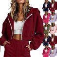 thumbnail image 1 of Zeliretfy Women Zip Up Hooded Sweatshirt Long Sleeve Solid Color Top for Winter Sports Casual Daily Wear Workout Jogging Fitness Running Outdoor Activities, 1 of 8