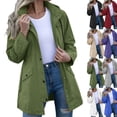 thumbnail image 1 of Zeliretfy Womens Long Waterproof Rain Jacket Windproof With Hood For Outdoor Hiking Travel Casual Wear Lightweight Rain Coat Trench Style Outerwear Coat, 1 of 10