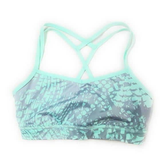 Zella Girl's Unbound Print Bra, Grey Ice Dramatic, X-Small