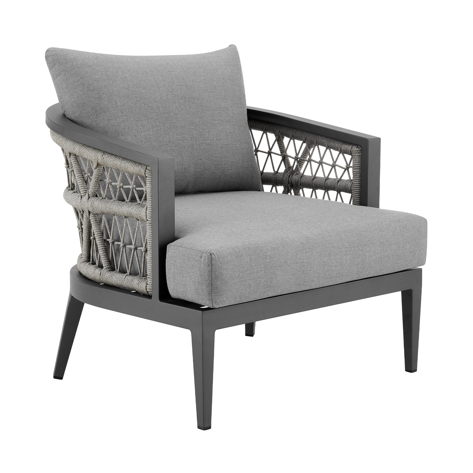 Zella Gray Aluminum Outdoor Patio Armchair with Cushions