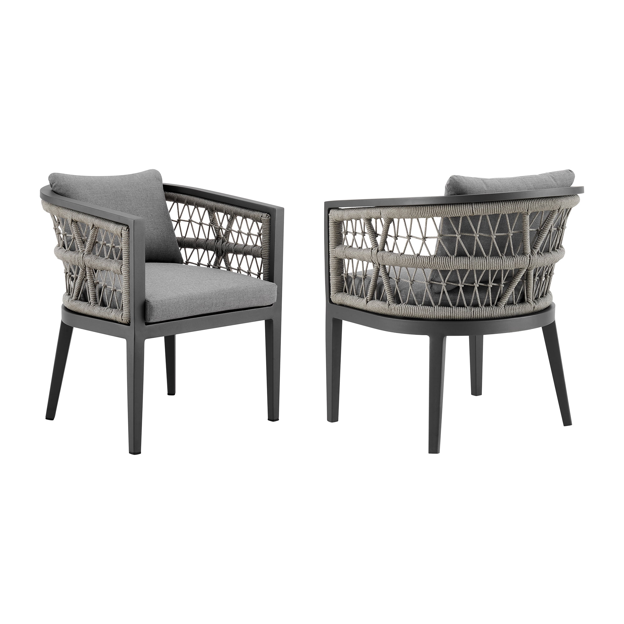 Zella Gray Aluminum Outdoor Dining Arm Chair with Cushions