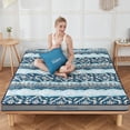 thumbnail image 1 of Zelladorra Japanese Floor Mattress, Thick Futon Mattress with Bed Pillow, Roll Up Floor Sleeping Mat Tatami Mattress Suitable for Guest, Camping, Bohemian Blue,Full, 1 of 6