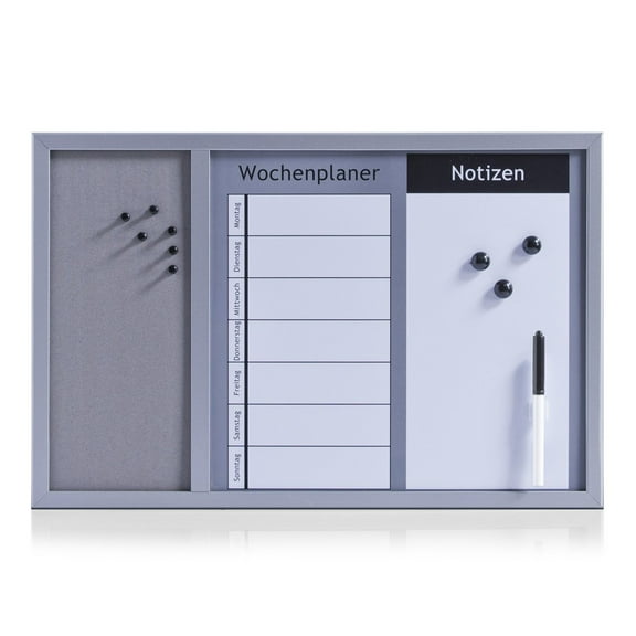 Zeller 11553 Combination 3 in 1 Board 60 x 40 Aluminium Grey