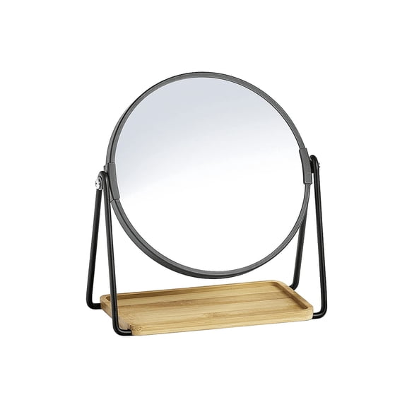 Zeller Present Cosmetic Mirror Diameter 17.5 x 20.5 cm Metal / Bamboo Black