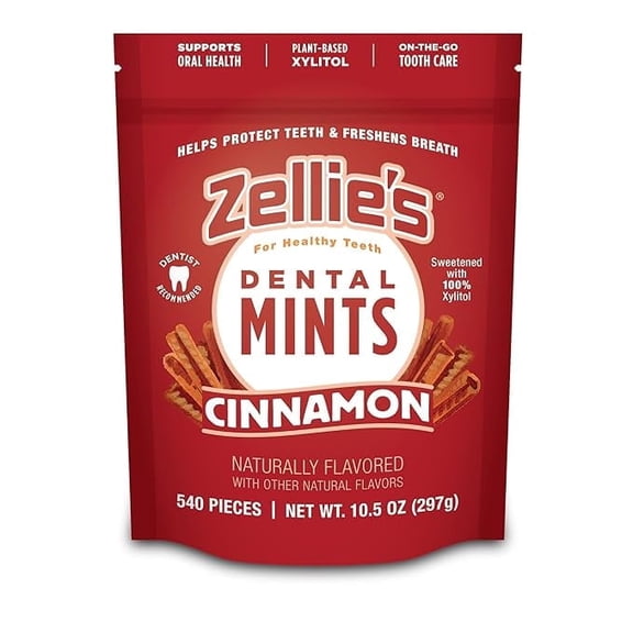 Zellies Xylitol Breath Mints, Cinnamon Flavor, Single Pouch, 540 Count