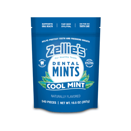 Zellies Xylitol Breath Mints, Cool Mint Flavor, Single Pouch, 540 Count