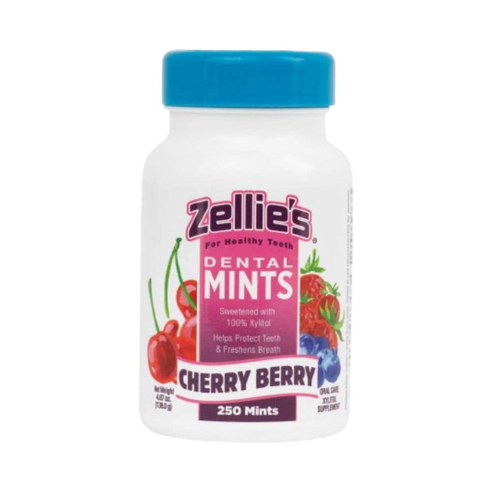 Zellie's 100 Xylitol Sugar Free Cherry Berry Breath Mints NonGMO