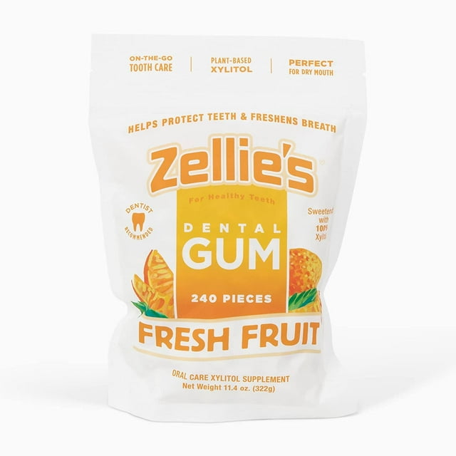 Zellie's 100 Xylitol Sugar Free Chewing Gum (Fresh Fruit, 240 Count