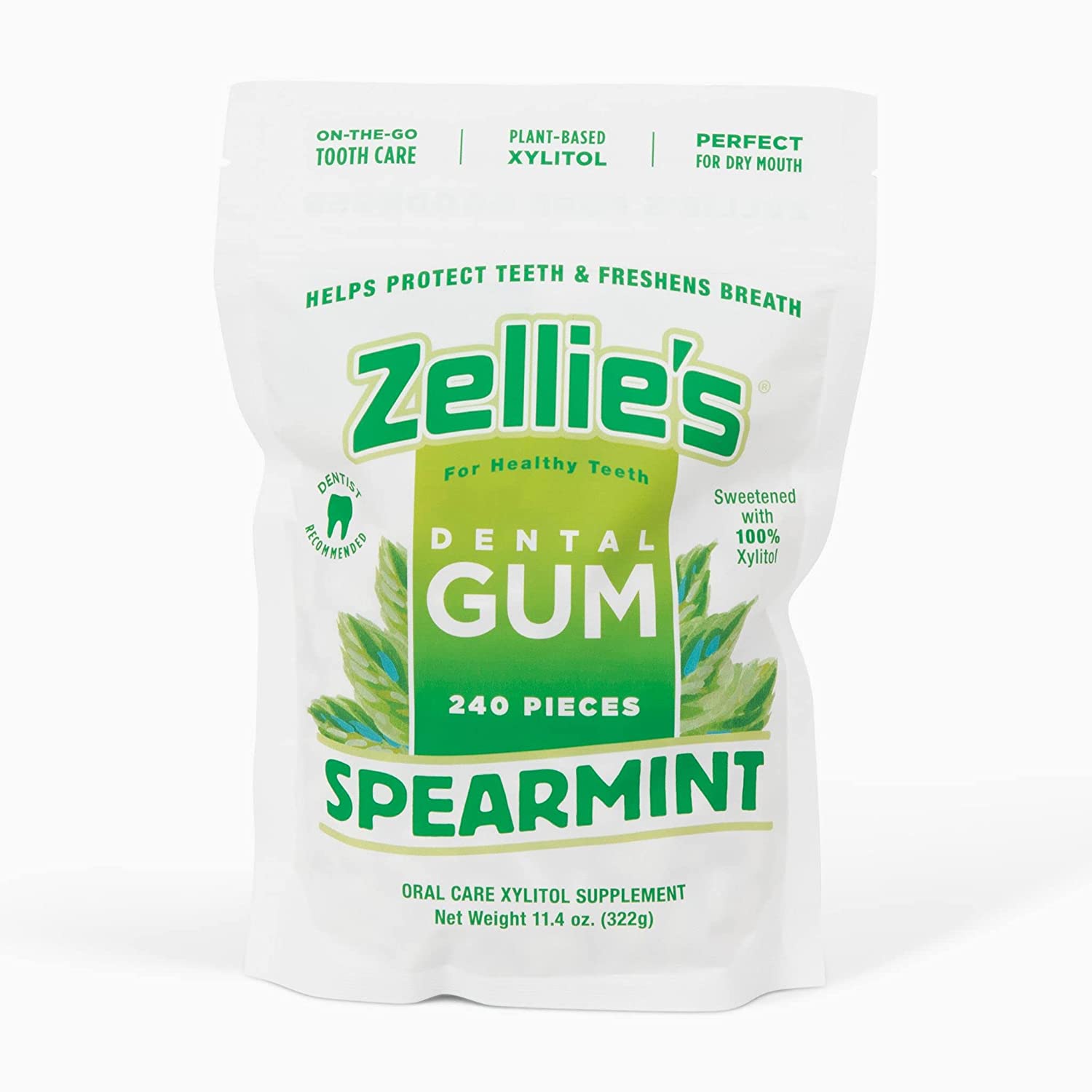 Zellie's | 100% Xylitol Sugar Free Spearmint Chewing Gum | Spearmint ...