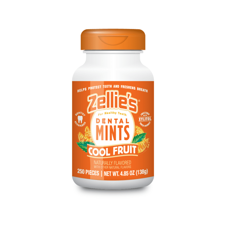 Zellie's, Xylitol Dental Mints, Cool Fruit Flavor, 250 ct jar