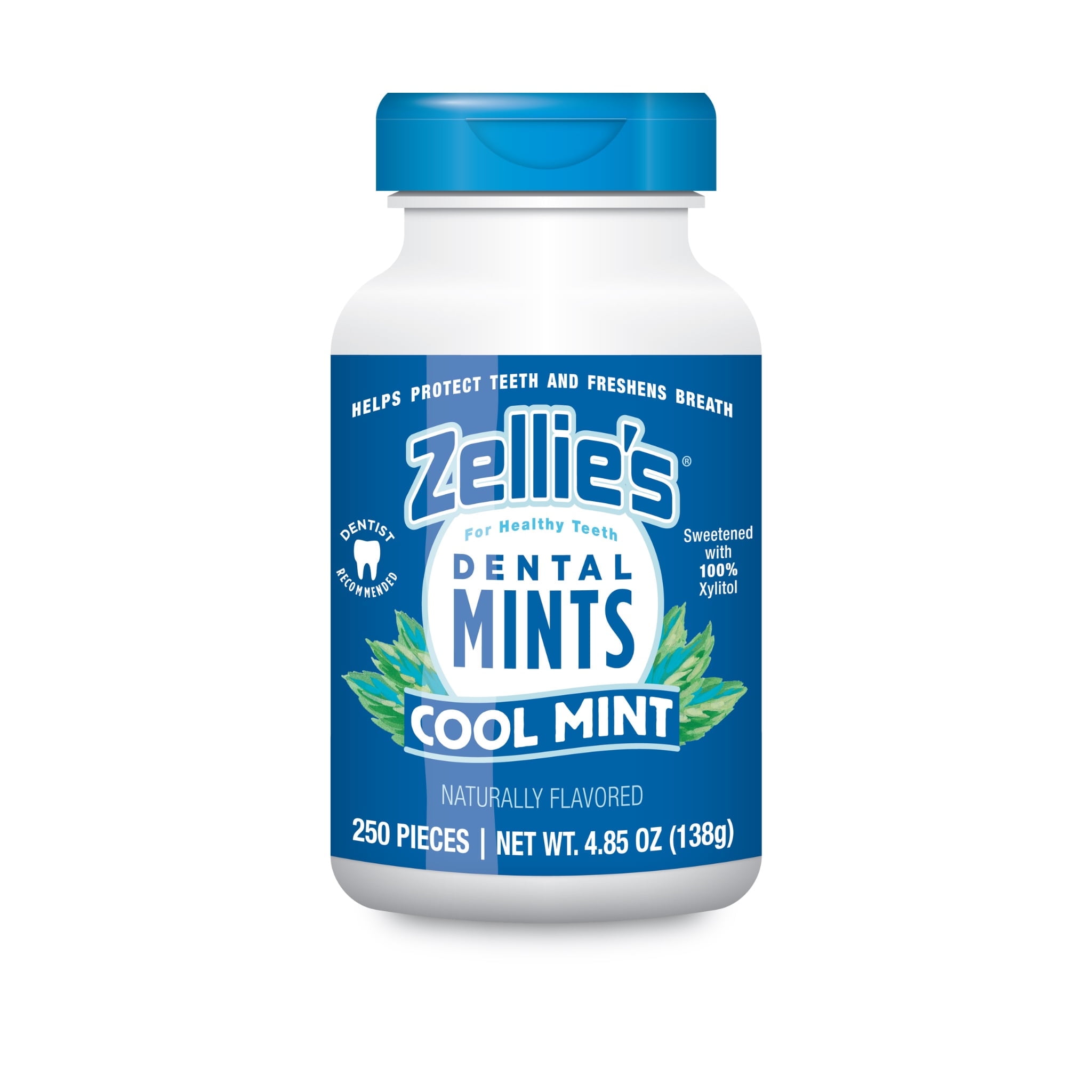 Zellie's Xylitol Mints Jar 250 Count with 0.5g Xylitol per Piece