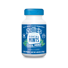 Zellies Xylitol Dental Mints, Cool Mint Flavor, Single Jar, 250 Count