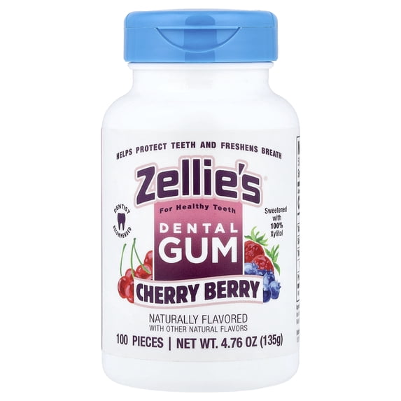 Zellie's Dental Gum, Cherry Berry, 100 Pieces
