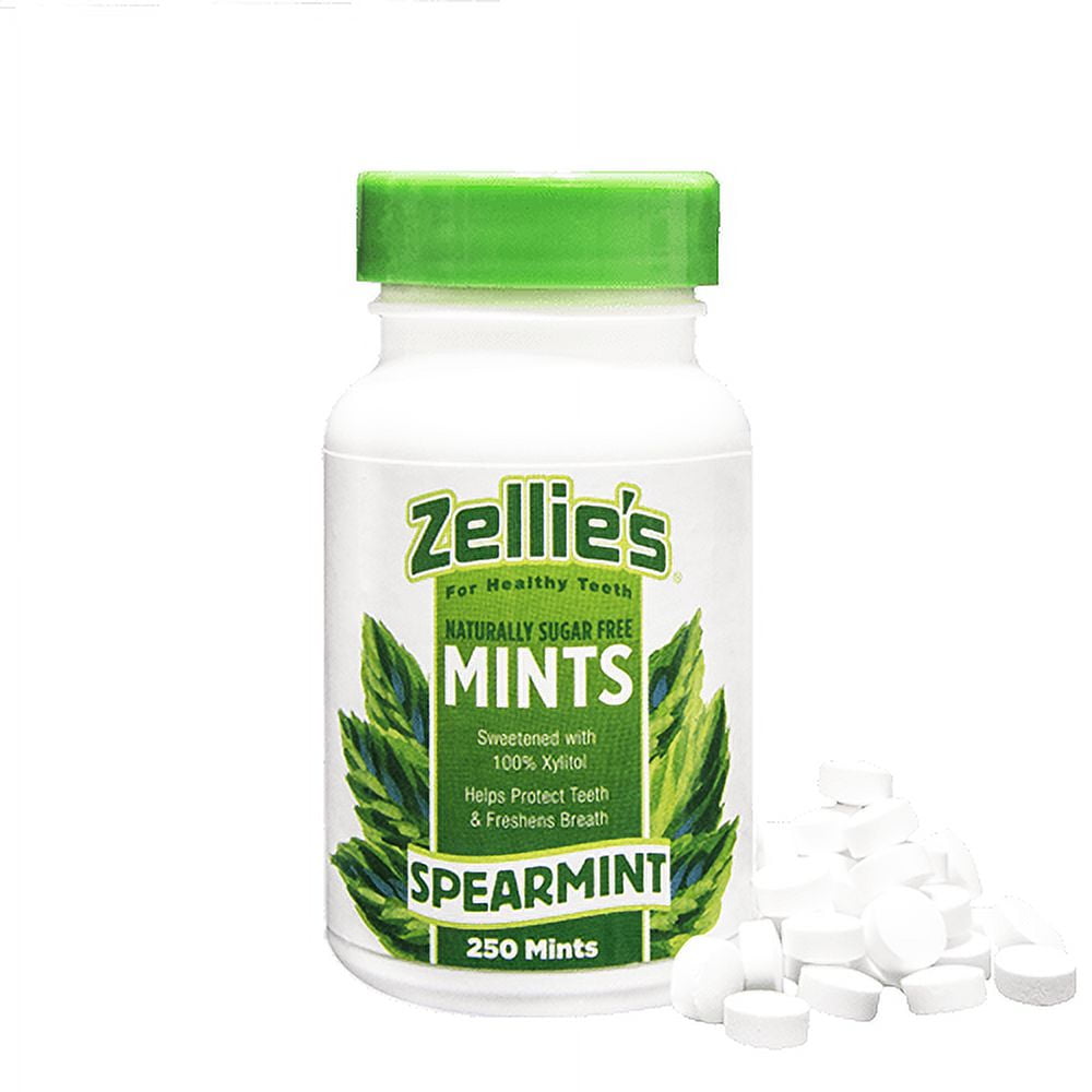Zellie's Spearmint Xylitol Mints Jar 250 Ct