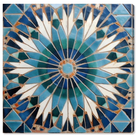 Zellige Art Tile Canvas Retro Geometric Abstract Wall Art by Art Remedy, Gallery Wrapped, 24" x 24"