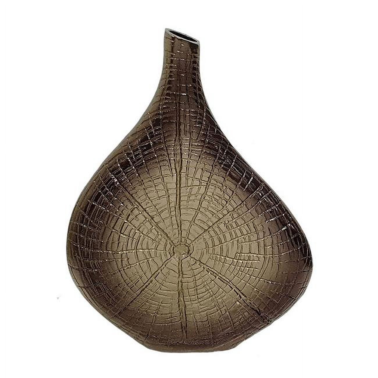 Zelo 15 Inch Decorative Vase, Aluminum, Webbed Design, Bottleneck, Gold ...