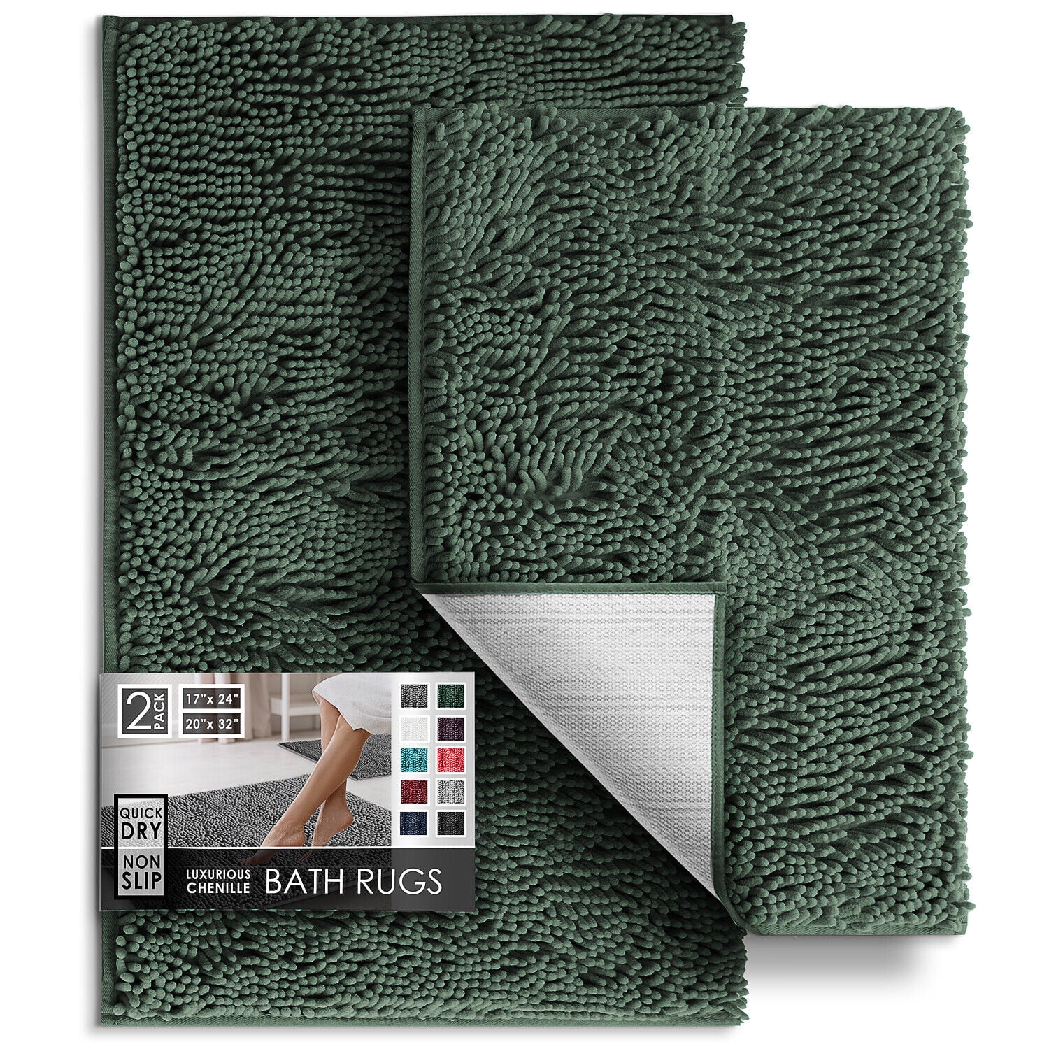 ZeloraGildan 2PC Soft Chenille Bath Rug Set: Ideal for Bathroom ...