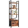 thumbnail image 1 of ZeloraGildan 5-Tier Premium Wood Bookshelf with a Convenient Drawer: The Ideal Corner Shelf for Displaying Your Treasured Books and More, Perfect for Tight Spaces -Brown, 1 of 16