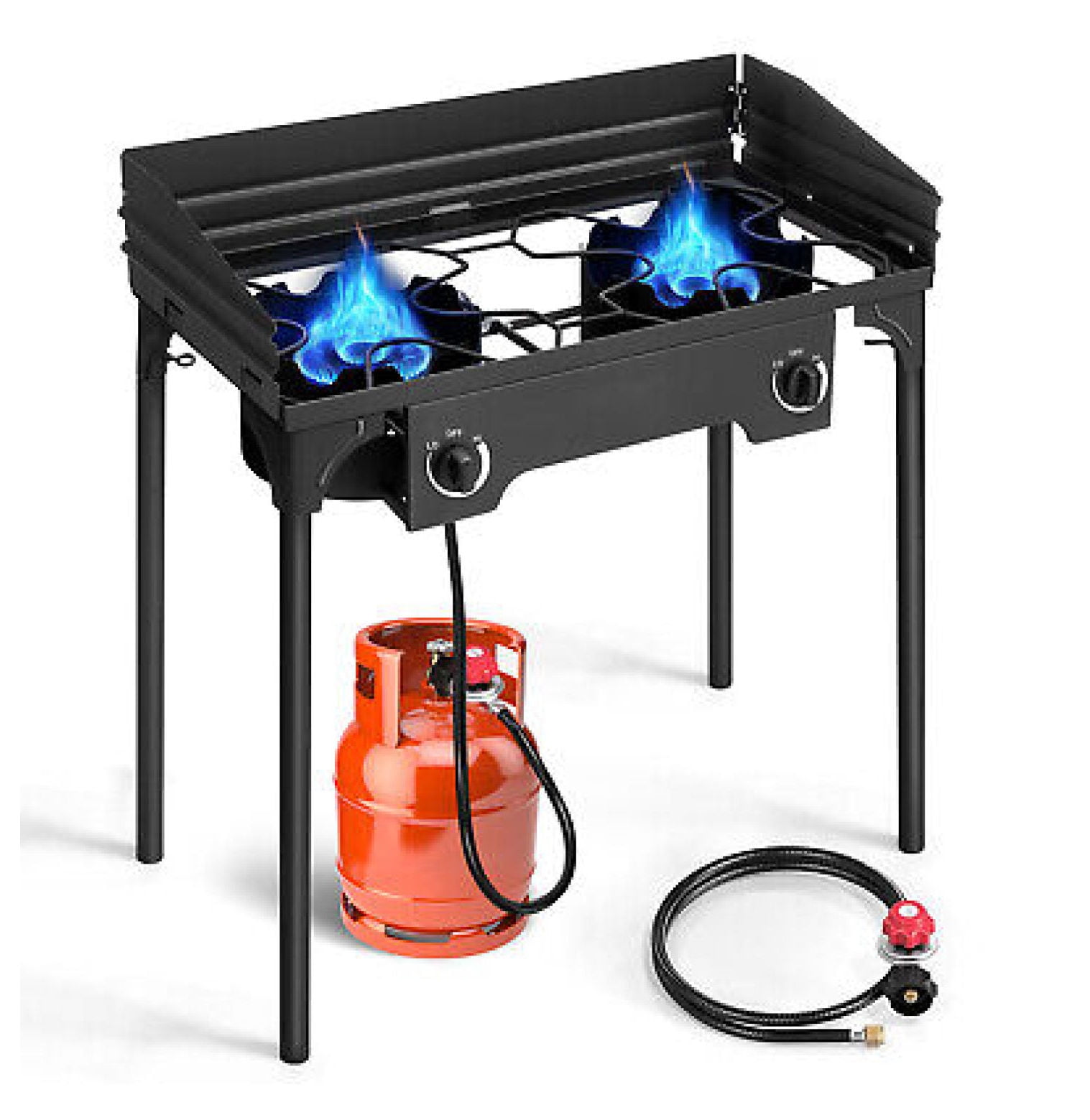 ZeloraGildan150000 BTU Powerful 2 Burner Camping Gas Propane Stove for Camping Party Fishing