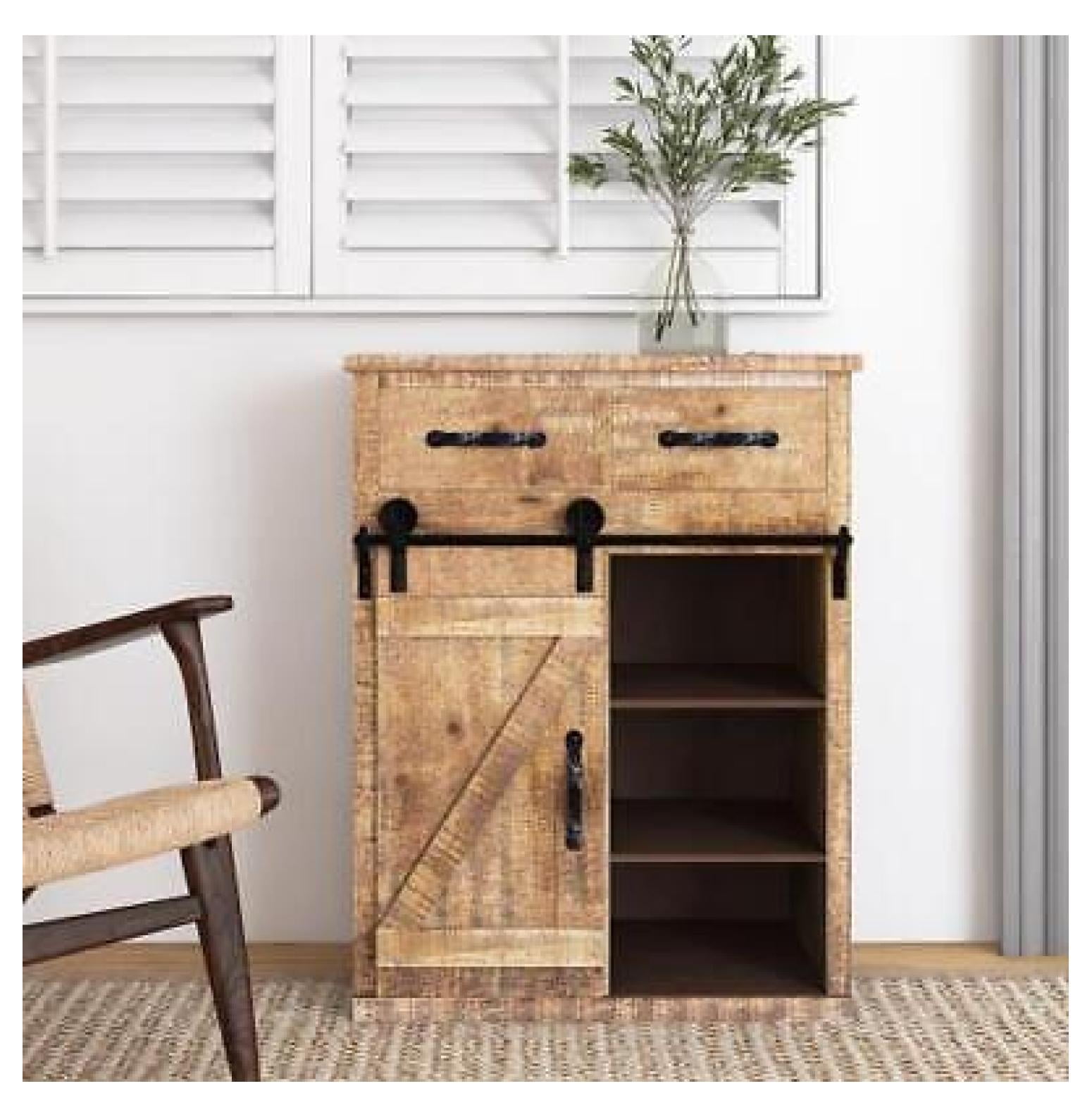 ZeloraGildanRustic Kitchen Pantry Storage Cabinet Farmhouse Sliding ...