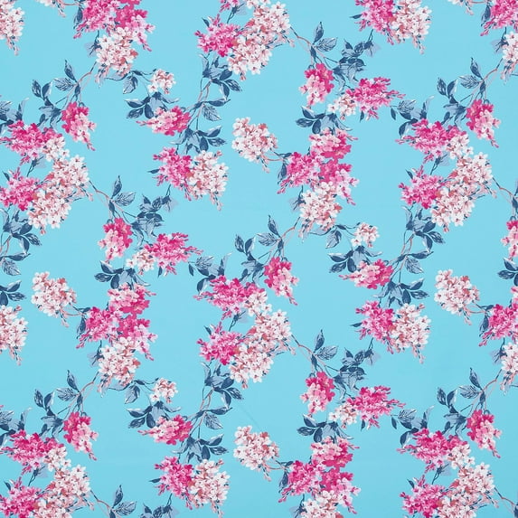 Zelouf Abigail Bright Floral Print Scuba , Sewing, DIY, Crafts Fabric by the Yard, Aqua/primrose, 3 Yard
