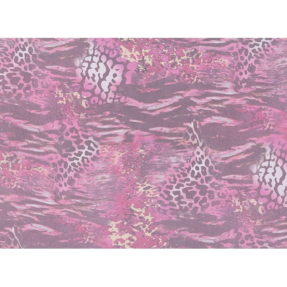 Zelouf Abstract Cheetah Print On Mjc W/foggy Foil  , Sewing, DIY, Crafts Fabric by the Yard, Fuchsia, 5 Yard