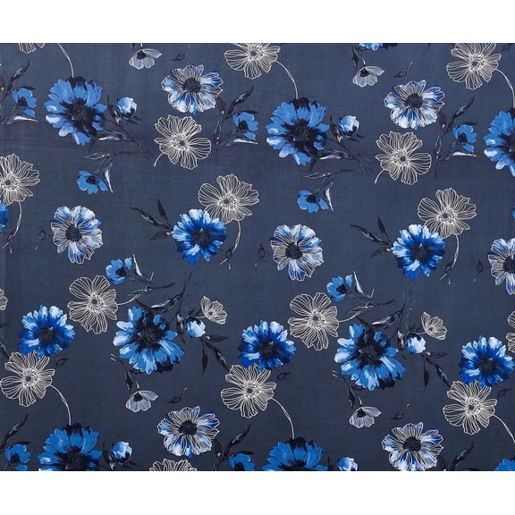 Zelouf Abstract Floral Puff Print Scuba  , Sewing, DIY, Crafts Fabric by the Yard, Steel Combo, 7 Yard