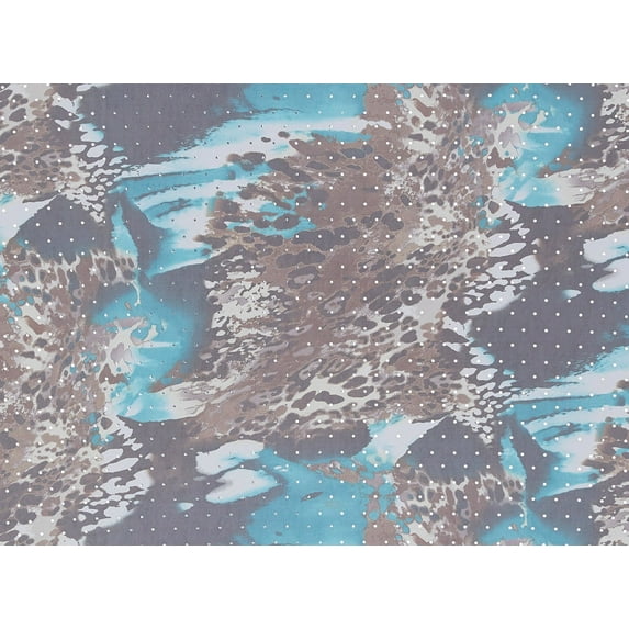 Zelouf Abstract Leopard Print On Mjc With Silver Trans , Sewing, DIY, Crafts Fabric by the Yard, Teal/brown, 7 Yard
