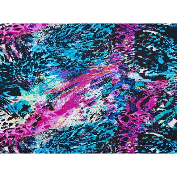 Zelouf Abstract Print On Charmeuse , Sewing, DIY, Crafts Fabric by the Yard, Caribbean Ocean, 7 Yard