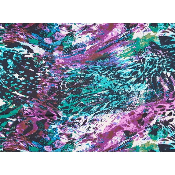 Zelouf Abstract Print On Charmeuse , Sewing, DIY, Crafts Fabric by the Yard, Teal Grape, 1 Yard
