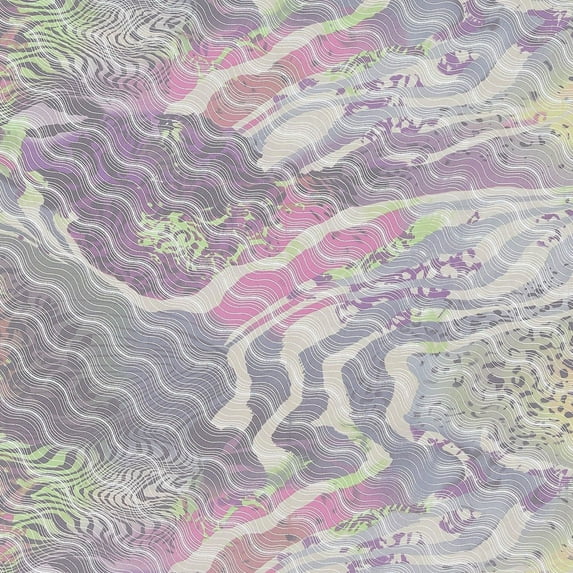 Zelouf Abstract Print With Foil On Hmc , Sewing, DIY, Crafts Fabric by the Yard, Alaska Ice/s, 1 Yard