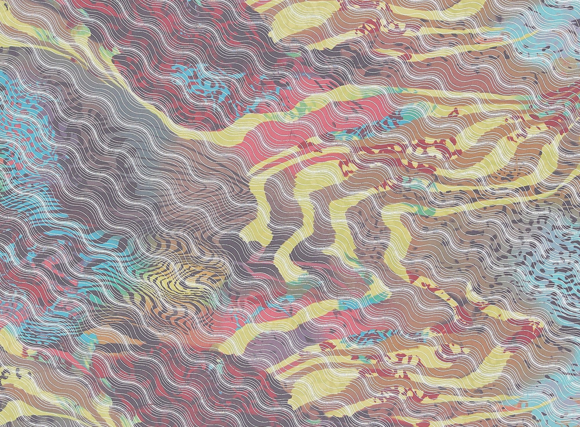 Zelouf Abstract Print With Foil On Hmc , Sewing, DIY, Crafts Fabric by ...
