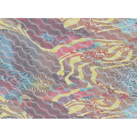 Zelouf Abstract Print With Foil On Hmc , Sewing, DIY, Crafts Fabric by the Yard, Caribbeancool/s, 3 Yard