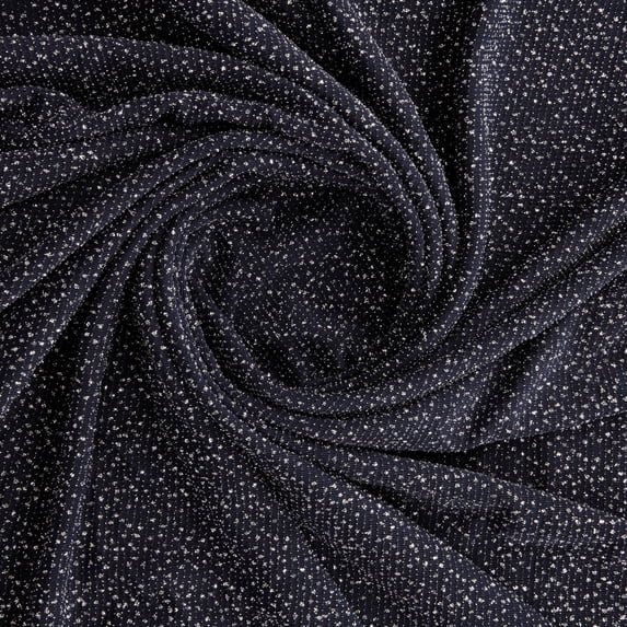 Zelouf Agathe Glitter Lurex Knit , Sewing, DIY, Crafts Fabric by the Yard, Navy/silver, 3 Yard