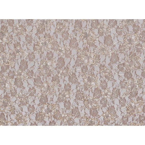 Zelouf Alina Embroidered Lace W/sequins , Sewing, DIY, Crafts Fabric by the Yard, Misty Taupe, 7 Yard