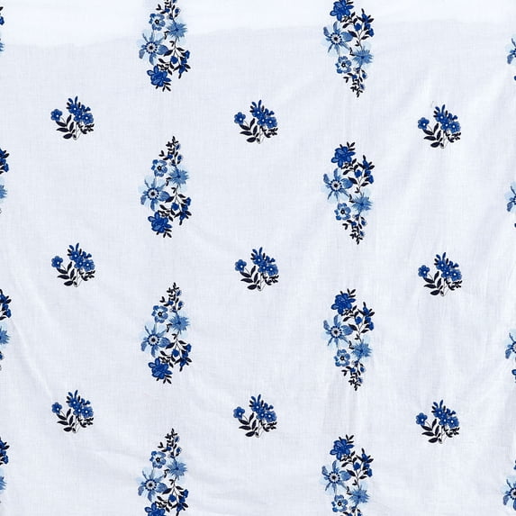 Zelouf All Over Embroidery , Sewing, DIY, Crafts Fabric by the Yard, White/blue, 3 Yard