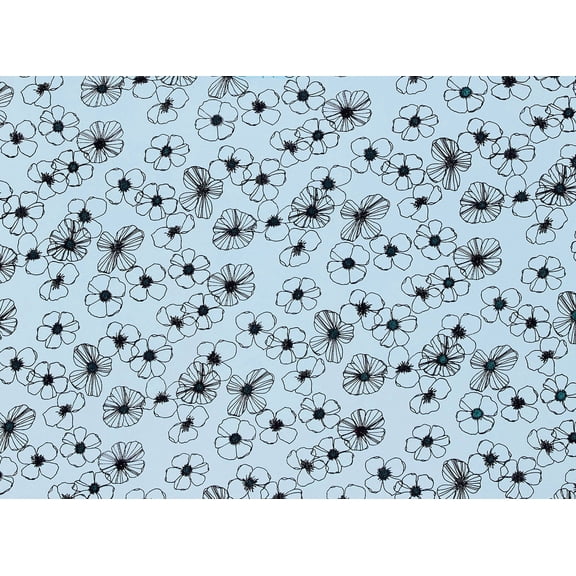 Zelouf Allover Floral Flock W/splash Glitter On Tulle  , Sewing, DIY, Crafts Fabric by the Yard, Blueberry Twist, 3 Yard