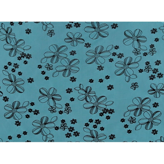 Zelouf Allover Floral Flock With Mixed Glitter On Tulle  , Sewing, DIY, Crafts Fabric by the Yard, Aqua Parfait, 3 Yard