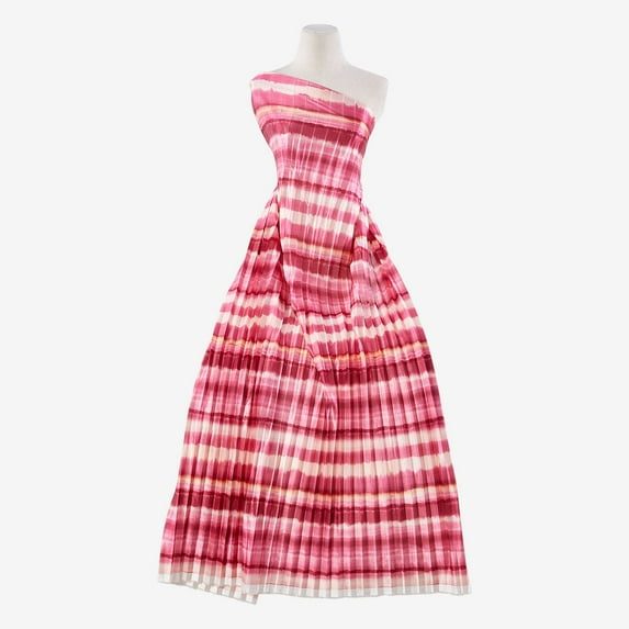 Zelouf Amal Tiedye Skinny Pleated Bodre , Sewing, DIY, Crafts Fabric by the Yard, Coral Combo, 20 Yard